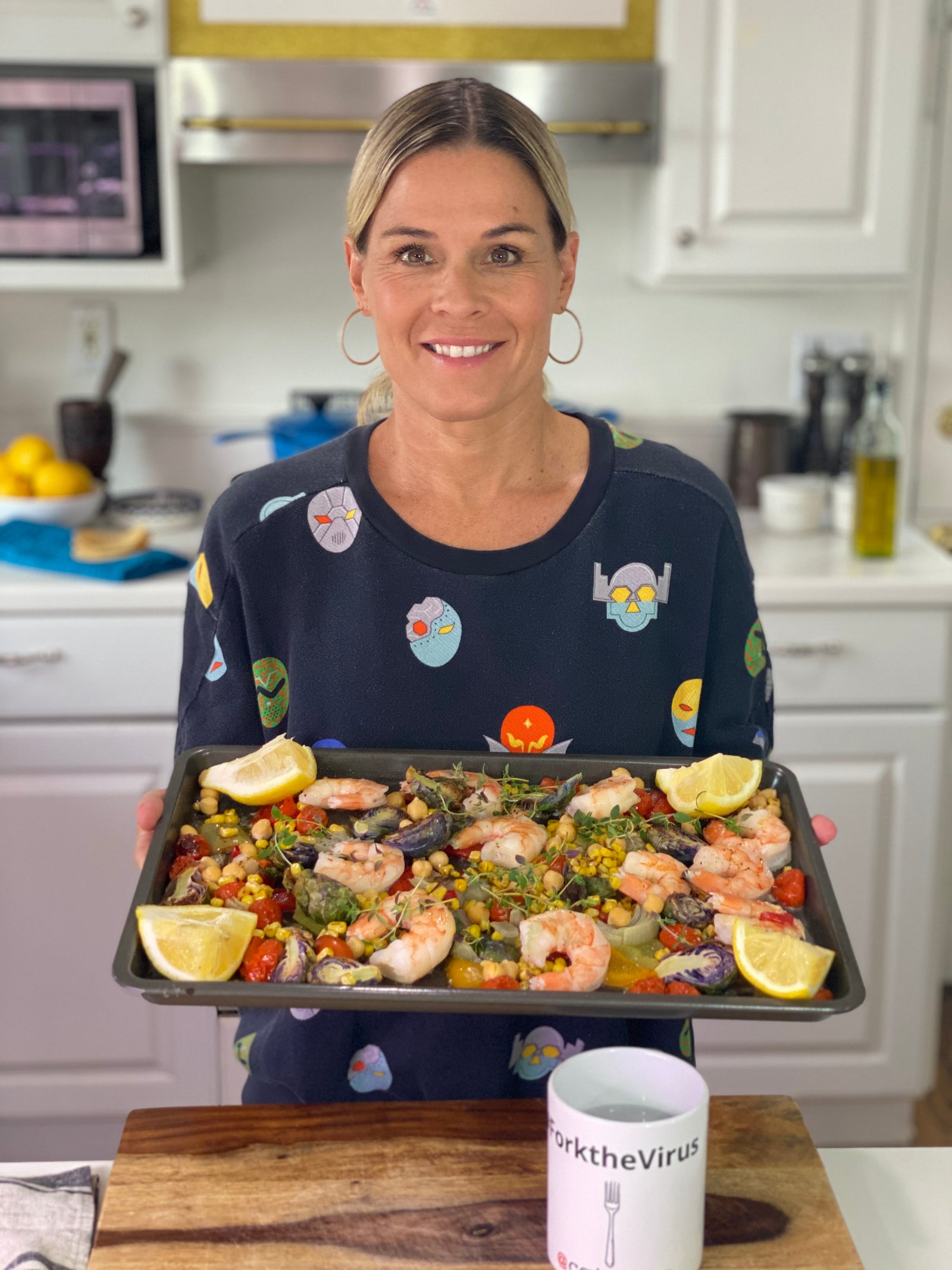 Cat Cora’s Sheet Pan Shrimp, Chickpea And Veggie Dinner