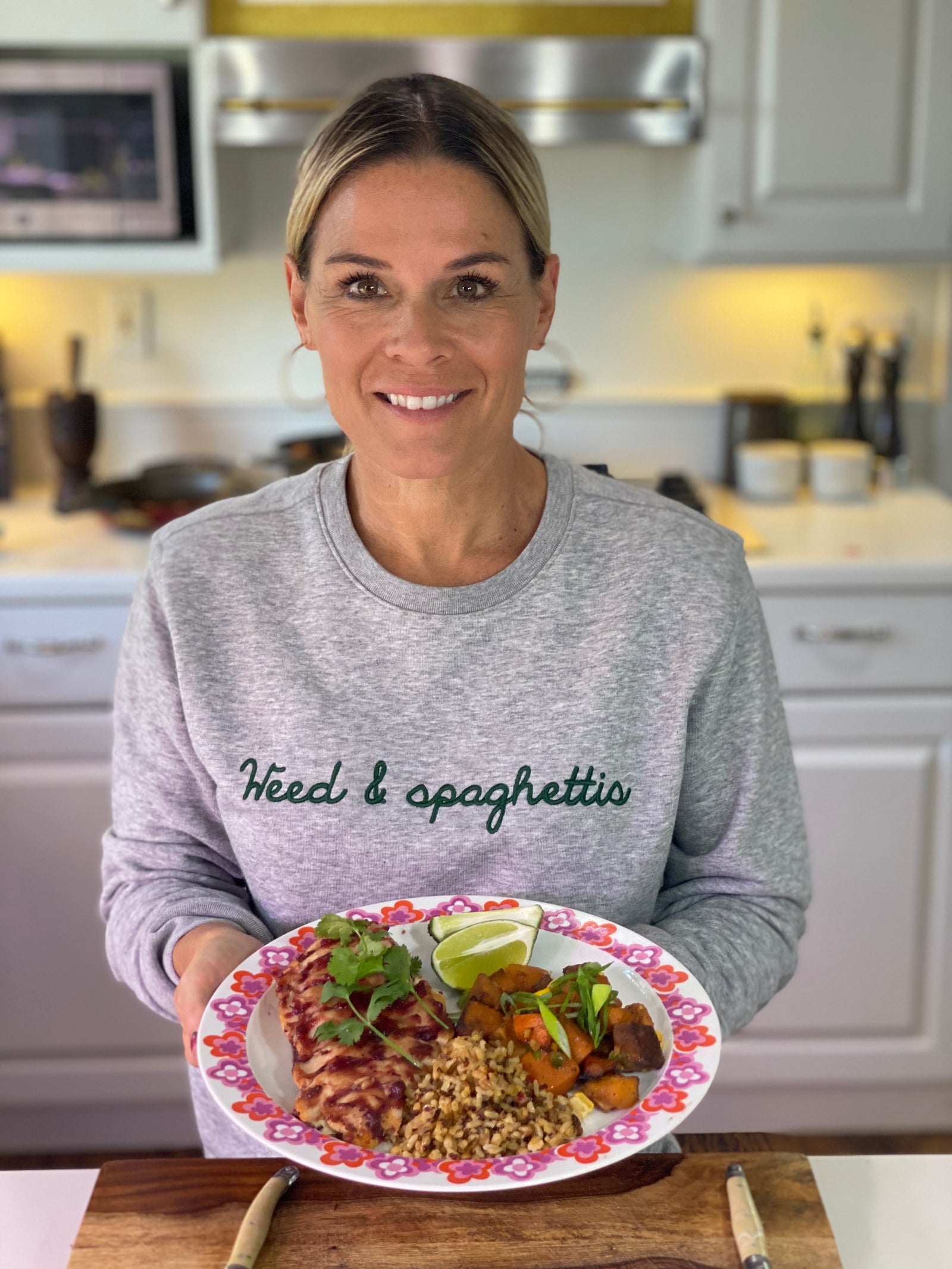 Cat Cora’s Cranberry Mandarin Glazed Chicken with Roasted Sesame Ginger Butternut Squash and Corn