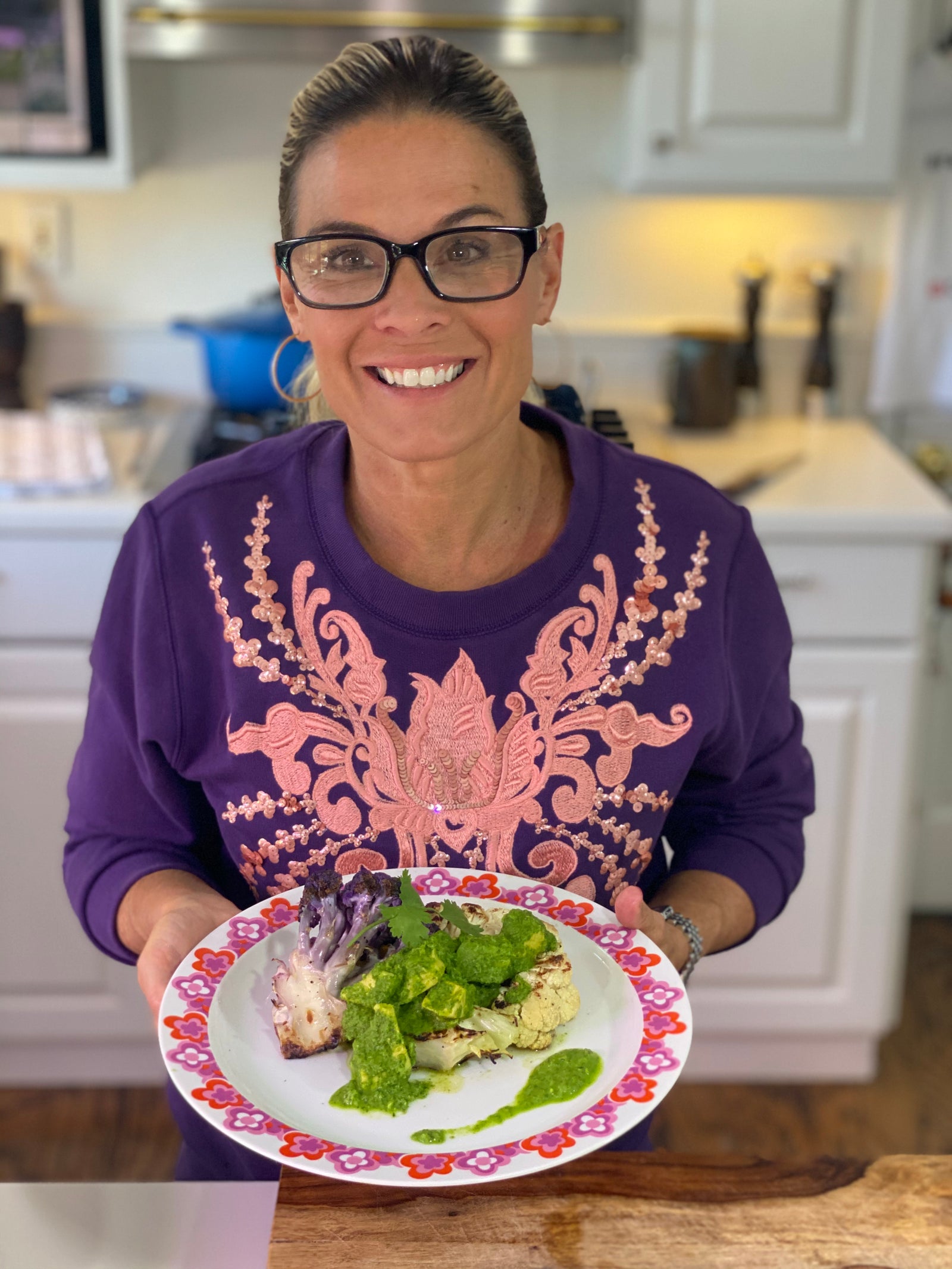 Cat Cora’s Cauliflower Steaks with Avocado Chimichurri