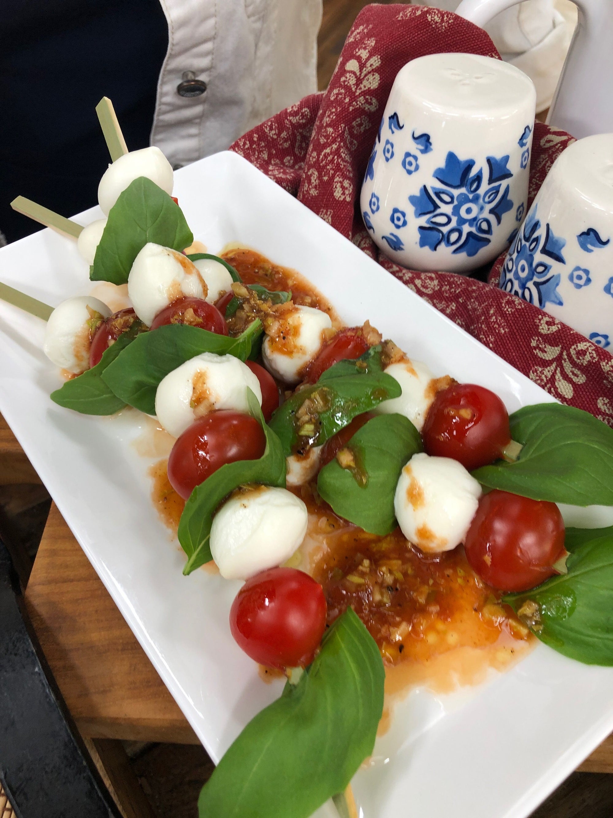 Cat Cora's Caprese Skewers with Bloody Mary Vinaigrette