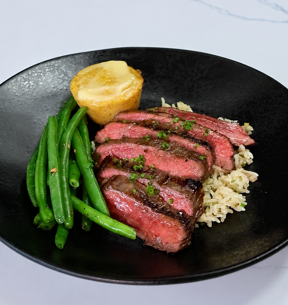 Cat Cora's Basque-Spiced Grilled Steak with Salsa Verde & Smashed Potatoes