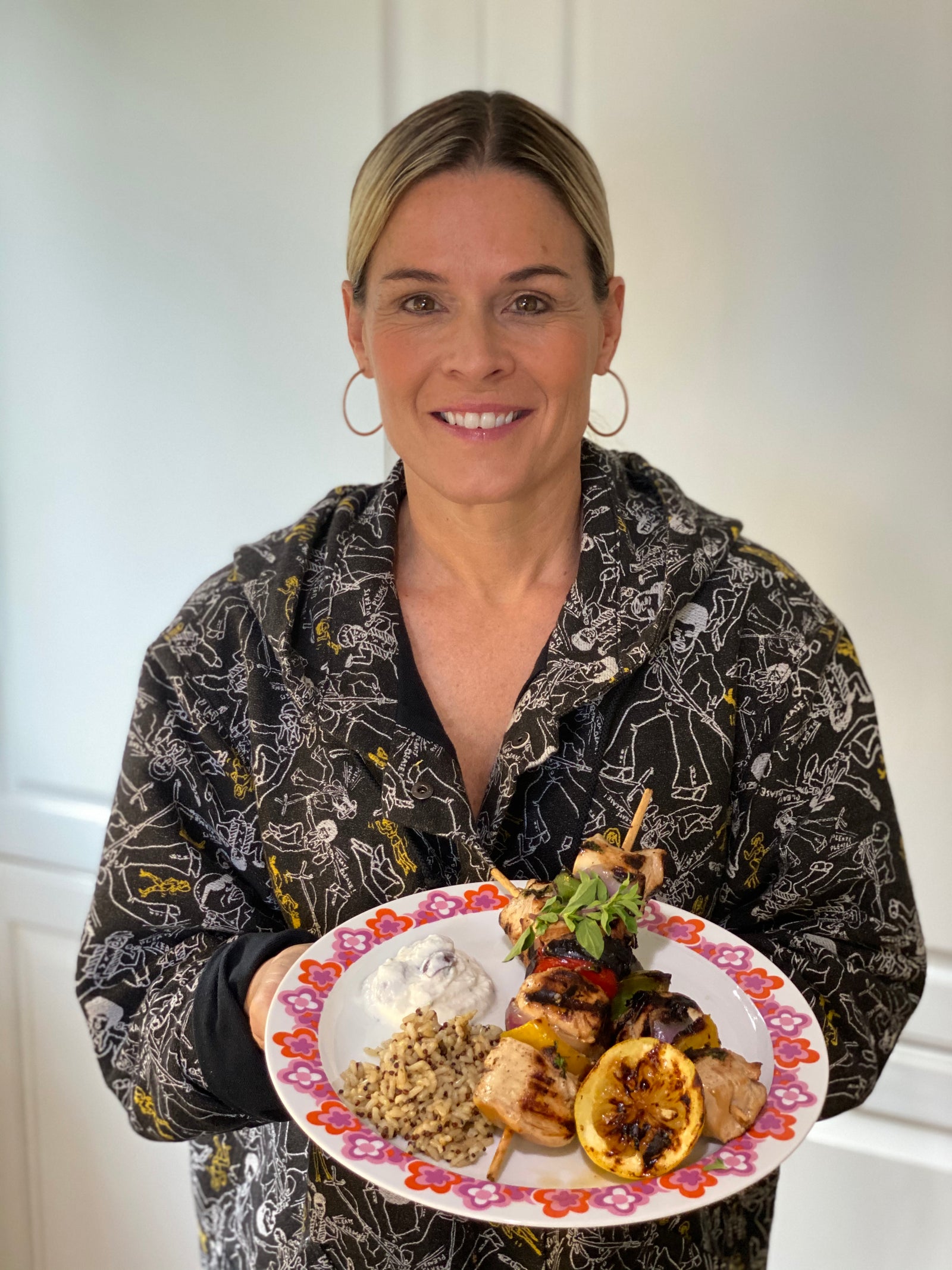 Cat Cora's Mediterranean Chicken Kabobs with Olive Tzatziki