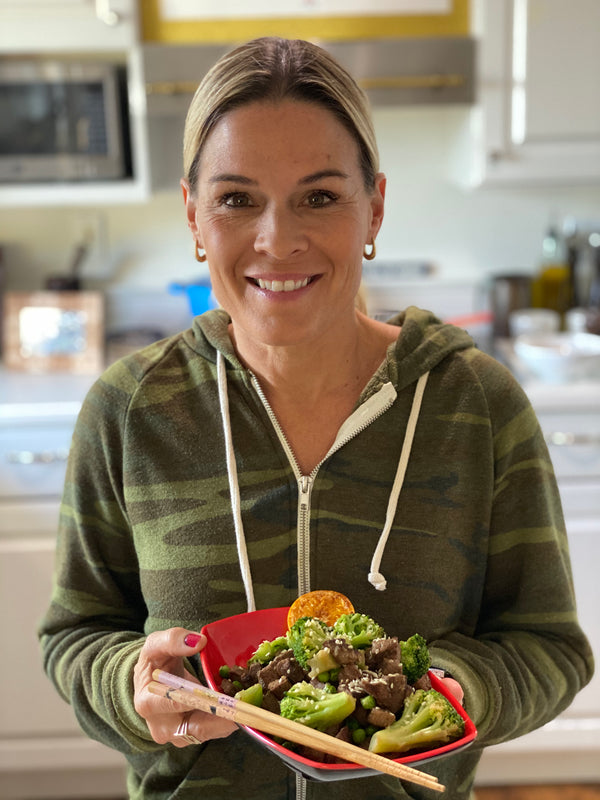 Cat Cora’s Orange Sesame Beef with Orange and Peas - Global Chef Enterprises