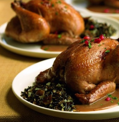 Pomegranate-Glazed Cornish Hens