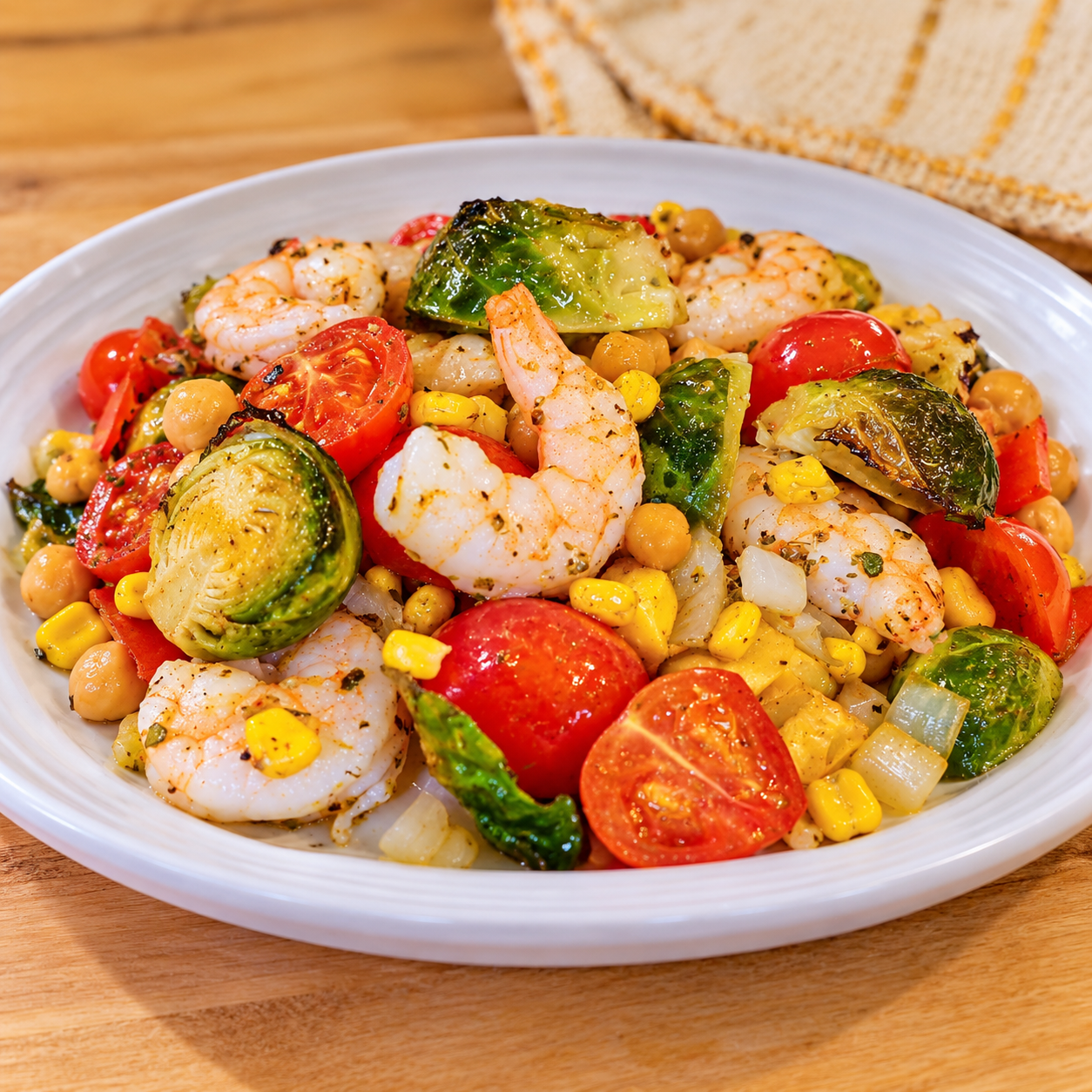 Cat Cora's Sheet Pan Shrimp Chickpea and Veggie Dinner