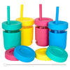 Kids 8oz Glass Mason Jar Cups w/ Sleeves and Straws